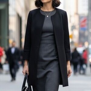 Insight New York Size 10 $128 Black Rayon Stretch Collarless Open Topper Jacket